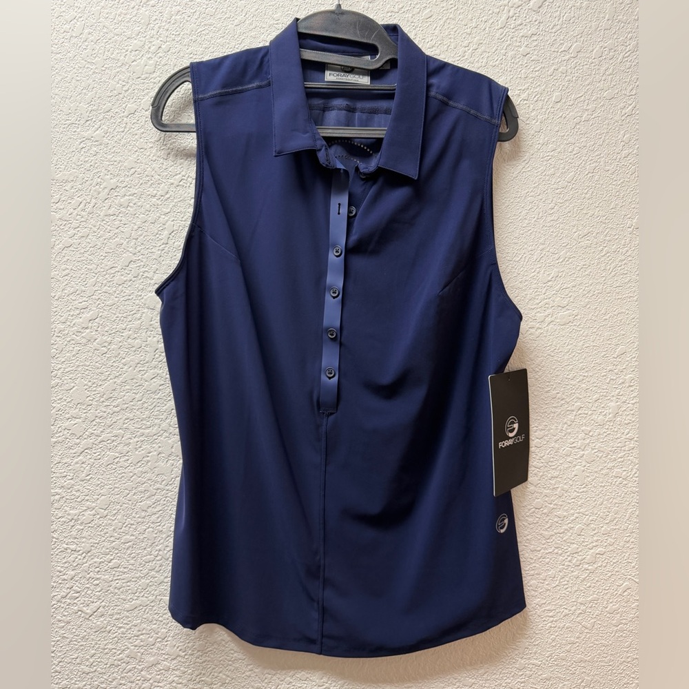 Performance Sleeveless Polo in Navy by Foray Golf